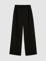 Noir - Reiss Luna Wool-Blend Wide-Leg Pleated Trousers - Image 2 de 7
