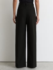 Noir - Reiss Luna Wool-Blend Wide-Leg Pleated Trousers - Image 6 de 7