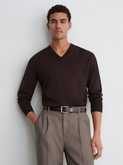 Reiss Dark Brown Finch Leather Logo-Detail Belt - Image 3 of 3
