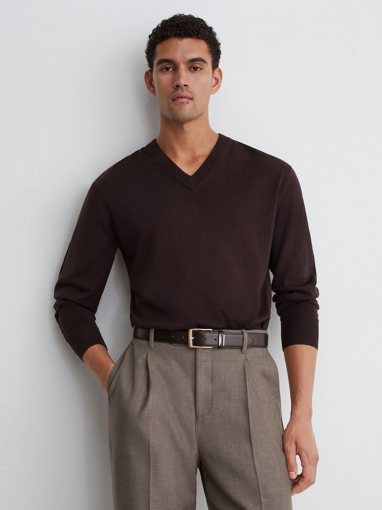 Reiss Dark Brown Finch Leather Logo-Detail Belt - Image 3 of 3