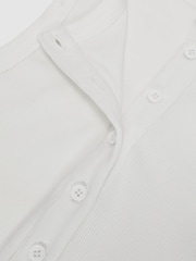 Reiss White Rita Stretch-Cotton Ribbed Henley Vest - Image 7 of 7