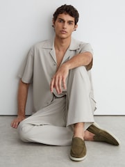 Reiss Olive Green Kason Suede Slip-On Loafers - Image 1 of 5