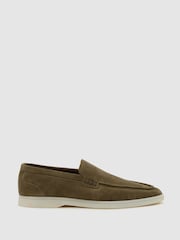 Reiss Olive Green Kason Suede Slip-On Loafers - Image 2 of 5