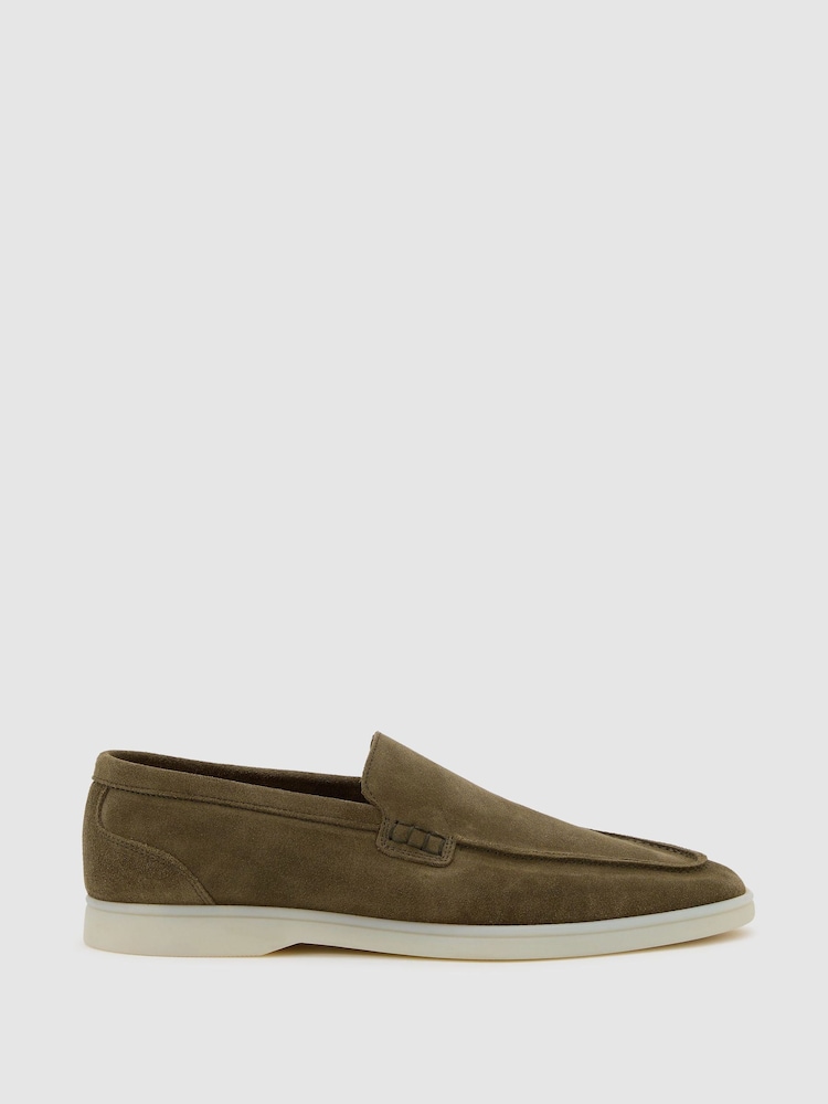 Reiss Olive Green Kason Suede Slip-On Loafers - Image 2 of 5