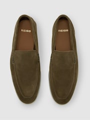 Reiss Olive Green Kason Suede Slip-On Loafers - Image 3 of 5