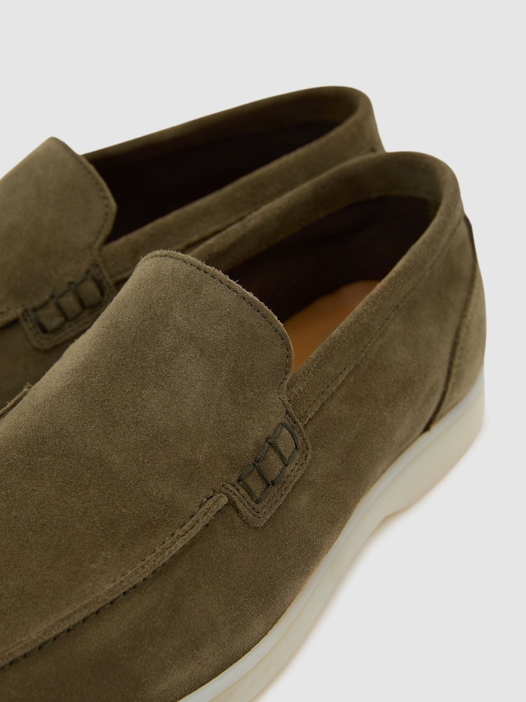 Reiss Olive Green Kason Suede Slip-On Loafers - Image 5 of 5