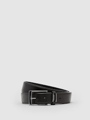 Reiss Black Finch Leather Logo-Detail Belt - Image 1 of 3