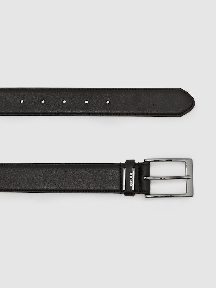 Reiss Black Finch Leather Logo-Detail Belt - Image 2 of 3