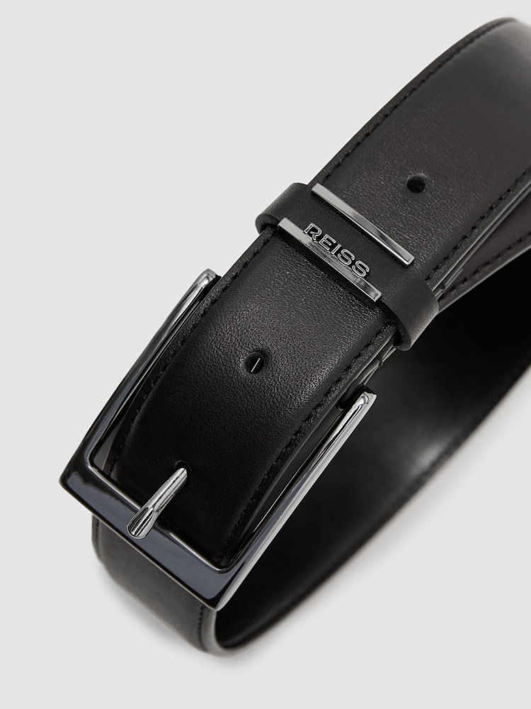 Reiss Black Finch Leather Logo-Detail Belt - Image 3 of 3