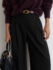 Noir - Reiss Luna Wool-Blend Wide-Leg Pleated Trousers - Image 5 de 8