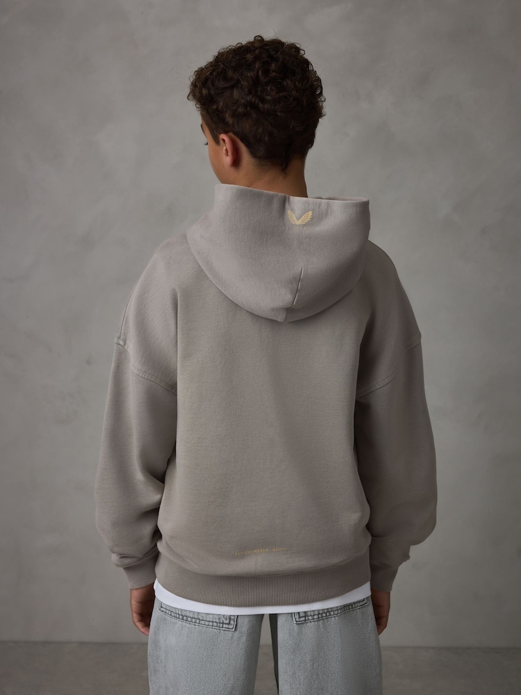 صخري - هودي ثقيل الوزن من القطن بشعار كبير الحجم من Castore - صورة 2 من 7