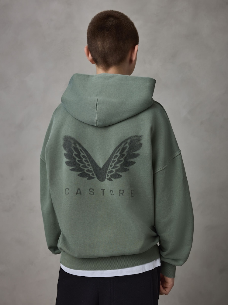 Castore Khaki Green Logo Oversized Heavyweight Cotton Hoodie - Image 2 of 5
