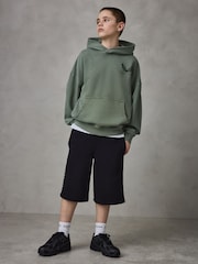 Castore Khaki Green Logo Oversized Heavyweight Cotton Hoodie - Image 3 of 5