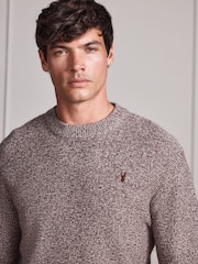 Neutral Signature Twisted Lambswool Stag Logo Crew Neck Jumper - Image 1 of 6