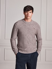 Neutral Signature Twisted Lambswool Stag Logo Crew Neck Jumper - Image 2 of 6