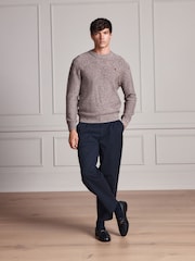 Neutral Signature Twisted Lambswool Stag Logo Crew Neck Jumper - Image 3 of 6