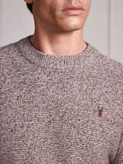 Neutral Signature Twisted Lambswool Stag Logo Crew Neck Jumper - Image 5 of 6