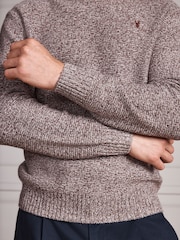 Neutral Signature Twisted Lambswool Stag Logo Crew Neck Jumper - Image 6 of 6