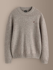 Neutral Signature Twisted Lambswool Stag Logo Crew Neck Jumper - Image 7 of 9