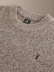 Neutral Signature Twisted Lambswool Stag Logo Crew Neck Jumper - Image 8 of 9