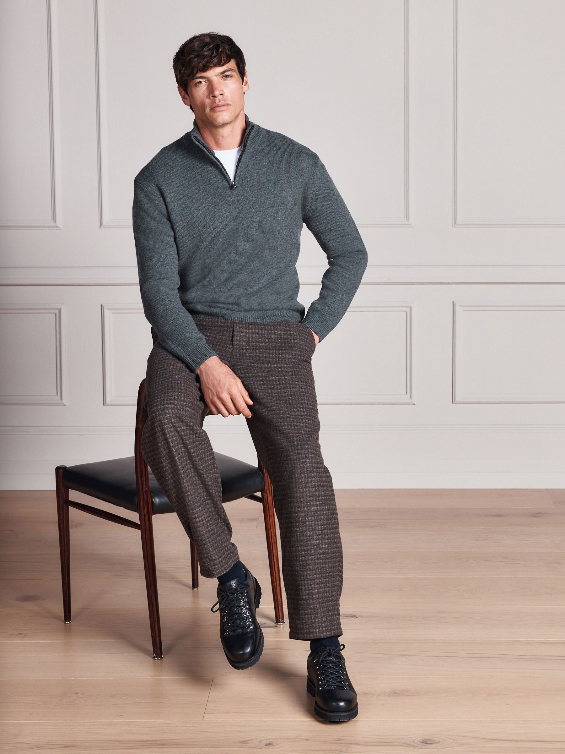 Comprar Cinza - Signature Lambswool Quarter Zip Jumper from Next