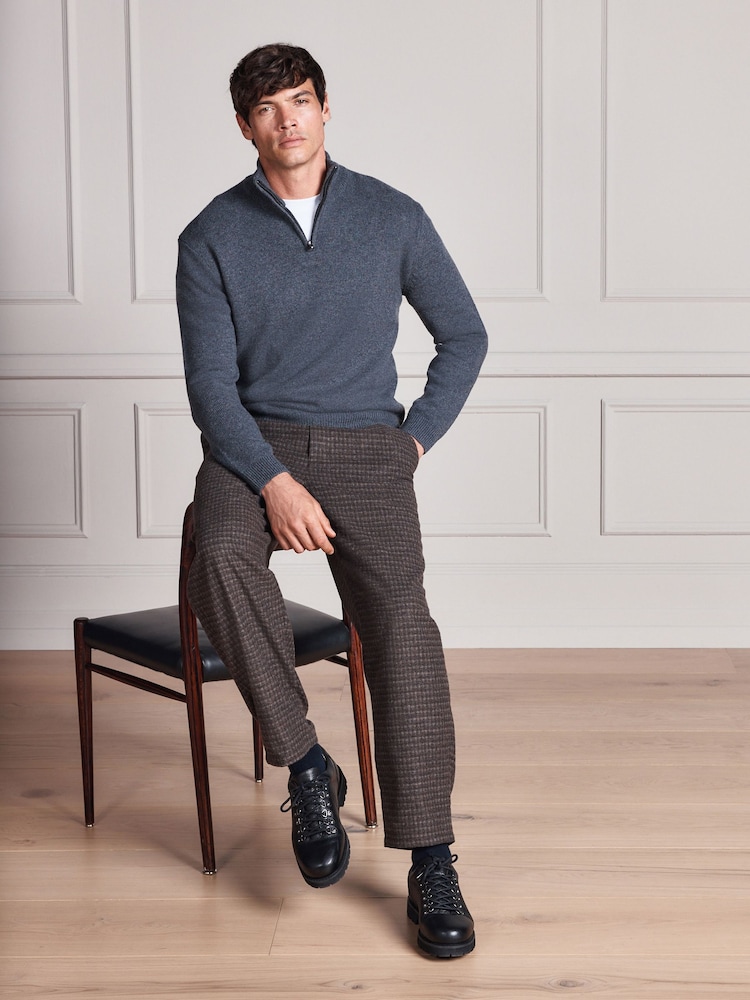 Grey Signature Lambswool Quarter Zip Jumper - Image 2 of 6 Grey Signature Lambswool Quarter Zip Jumper - Image 2 of 6