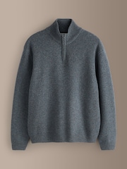 Grey Signature Lambswool Quarter Zip Jumper - Image 7 of 9