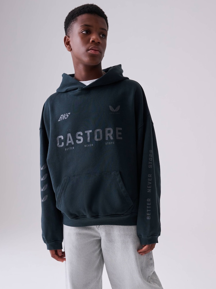 Itim - Logo Oversized Heavyweight Cotton Hoodie - Larawan 1 ng 6
