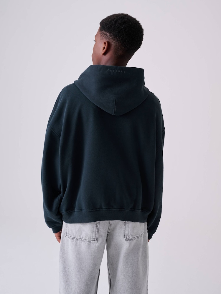Itim - Logo Oversized Heavyweight Cotton Hoodie - Larawan 2 ng 6