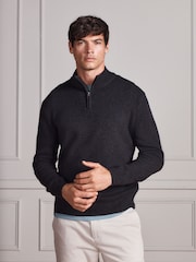 Brown Signature Lambswool Quarter Zip Jumper - Image 1 of 6