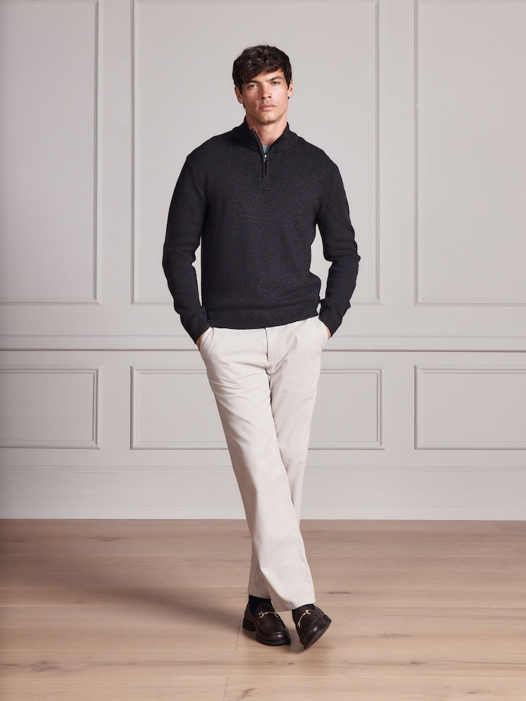 Brown Signature Lambswool Quarter Zip Jumper - Image 2 of 6 Brown Signature Lambswool Quarter Zip Jumper - Image 2 of 6