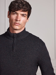 Brown Signature Lambswool Quarter Zip Jumper - Image 4 of 6