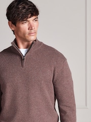 Dusky Pink Signature Lambswool Quarter Zip Jumper - Image 1 of 5