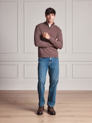 Dusky Pink Signature Lambswool Quarter Zip Jumper - Image 2 of 5