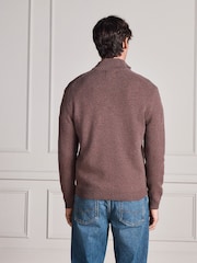 Dusky Pink Signature Lambswool Quarter Zip Jumper - Image 3 of 5