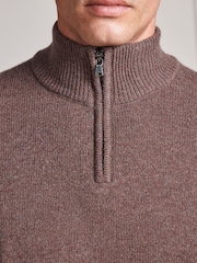 Dusky Pink Signature Lambswool Quarter Zip Jumper - Image 4 of 5