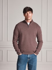 Dusky Pink Signature Lambswool Quarter Zip Jumper - Image 5 of 5