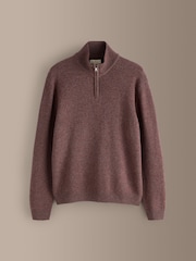 Dusky Pink Signature Lambswool Quarter Zip Jumper - Image 6 of 8
