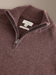 Dusky Pink Signature Lambswool Quarter Zip Jumper - Image 7 of 8