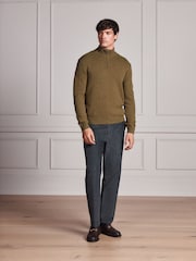 Ochre Yellow Signature Lambswool Quarter Zip Jumper - Image 2 of 6
