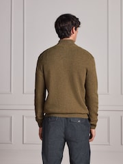 Ochre Yellow Signature Lambswool Quarter Zip Jumper - Image 3 of 6