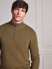 Ochre Yellow Signature Lambswool Quarter Zip Jumper - Image 4 of 6