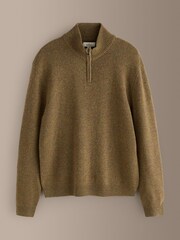 Օքրա դեղին - Signature Lambswool Quarter Zip Jumper - Պատկեր 7 9-ից