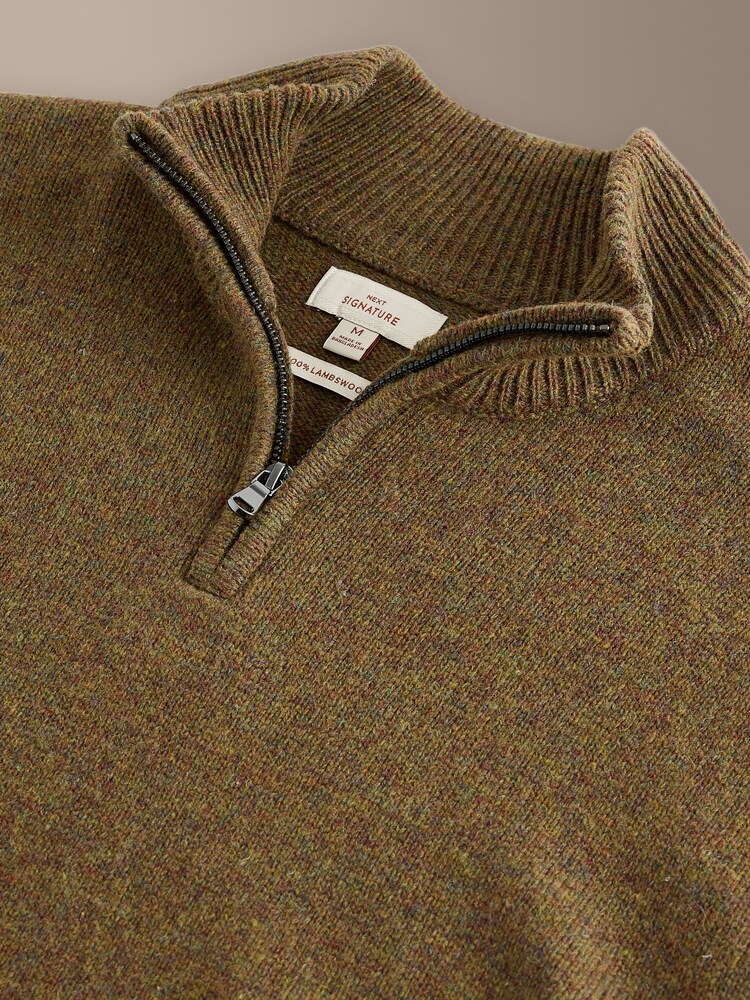 Օքրա դեղին - Signature Lambswool Quarter Zip Jumper - Պատկեր 9 9-ից