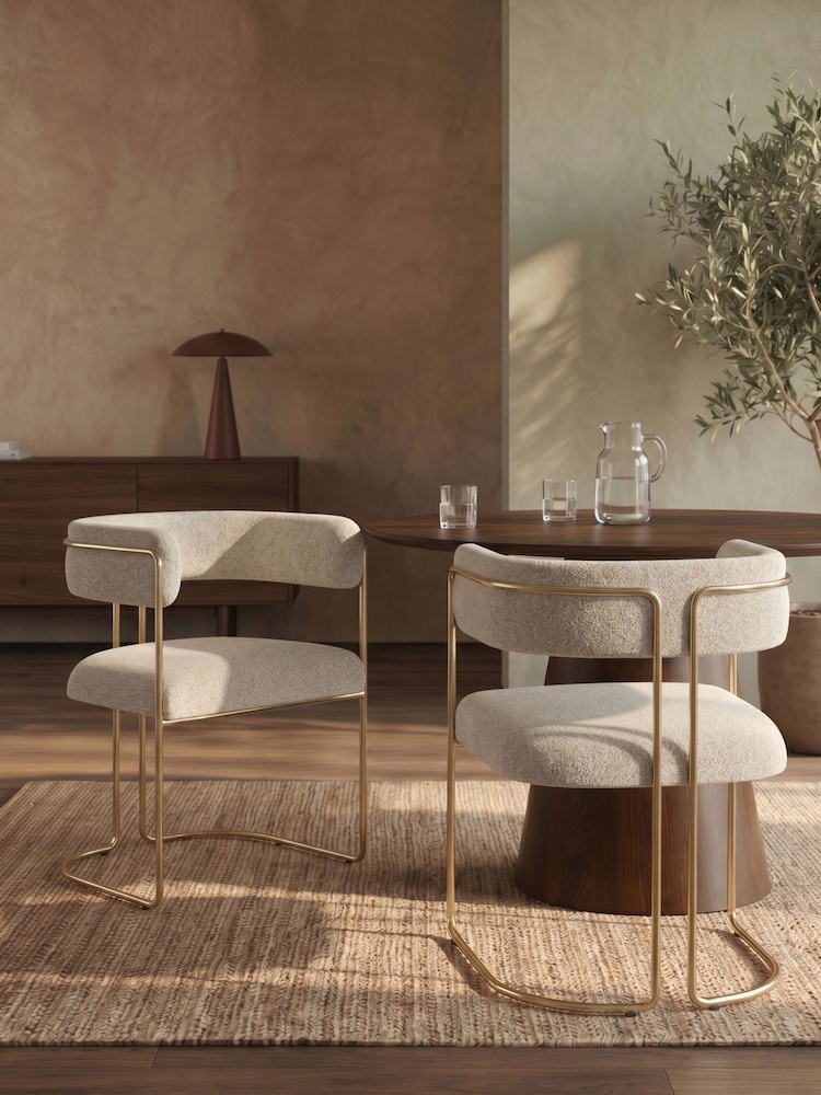 Cult Furniture Speckled Stone  Brass Juliana Velvet Dining Chair - Image 1 of 7