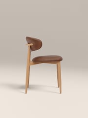 Cult Furniture Set of 2 Vintage Tan Oak Halston Boucle Dining Chairs - Image 4 of 7