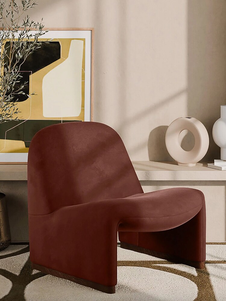 Cult Furniture Rust Red Arlet Velvet Accent Chair - Image 1 of 8