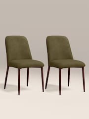 Cult Furniture Set of 2 Moss Green Amari Velvet Dining Chairs - Image 2 of 8