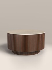 Cult Furniture Natural Everly Round Storage Stone Coffee Table - Image 2 of 6