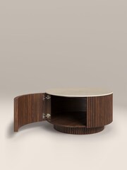 Cult Furniture Natural Everly Round Storage Stone Coffee Table - Image 3 of 6